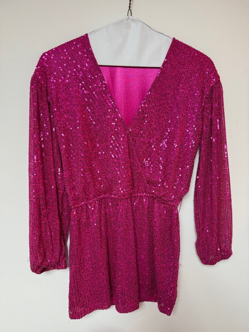 Fuchsia Sequin V-Neck Women’s romper